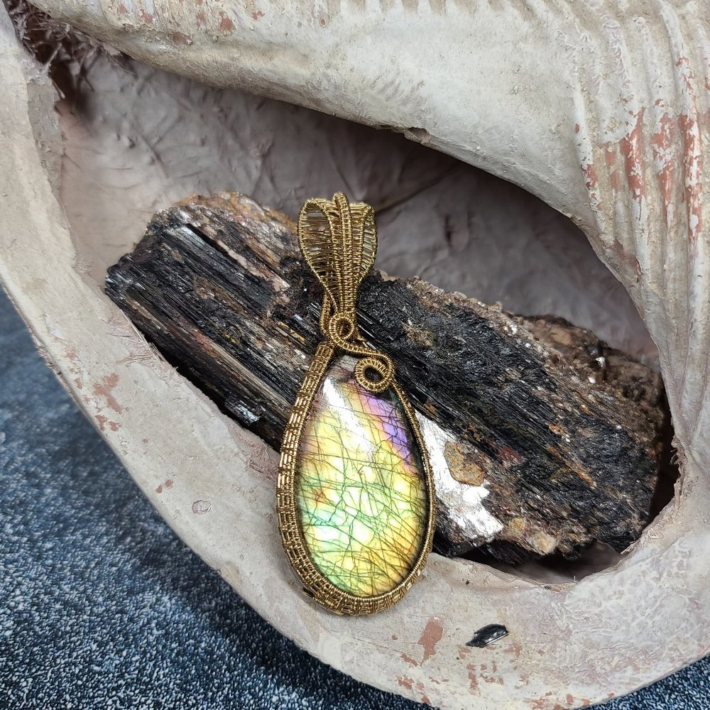 Brass Labradorite Pendant